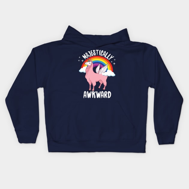 Majestically Awkward Llama Unicorn Kids Hoodie by Eugenex